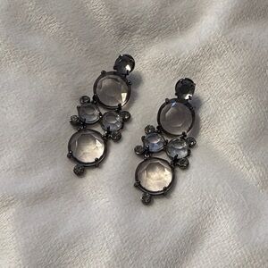 JCrew Clear Crystal and Gray Drop Earrings